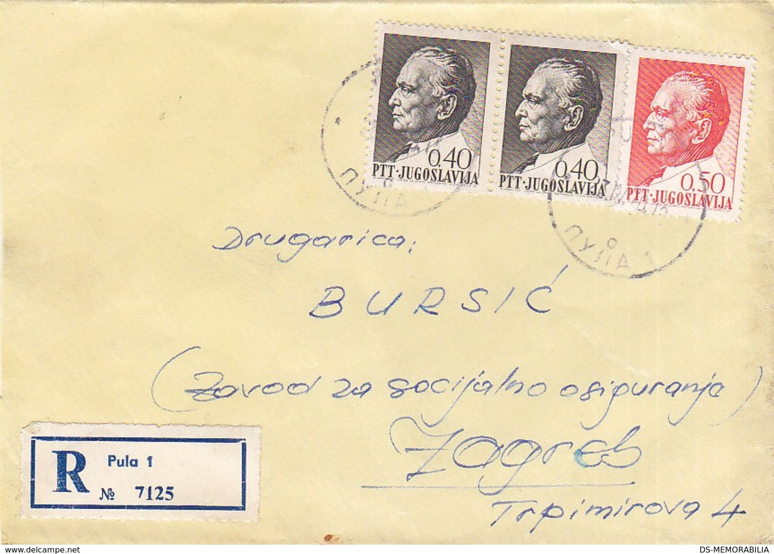 Yugoslavia Registered Cover Pula 1970 - Briefe U. Dokumente