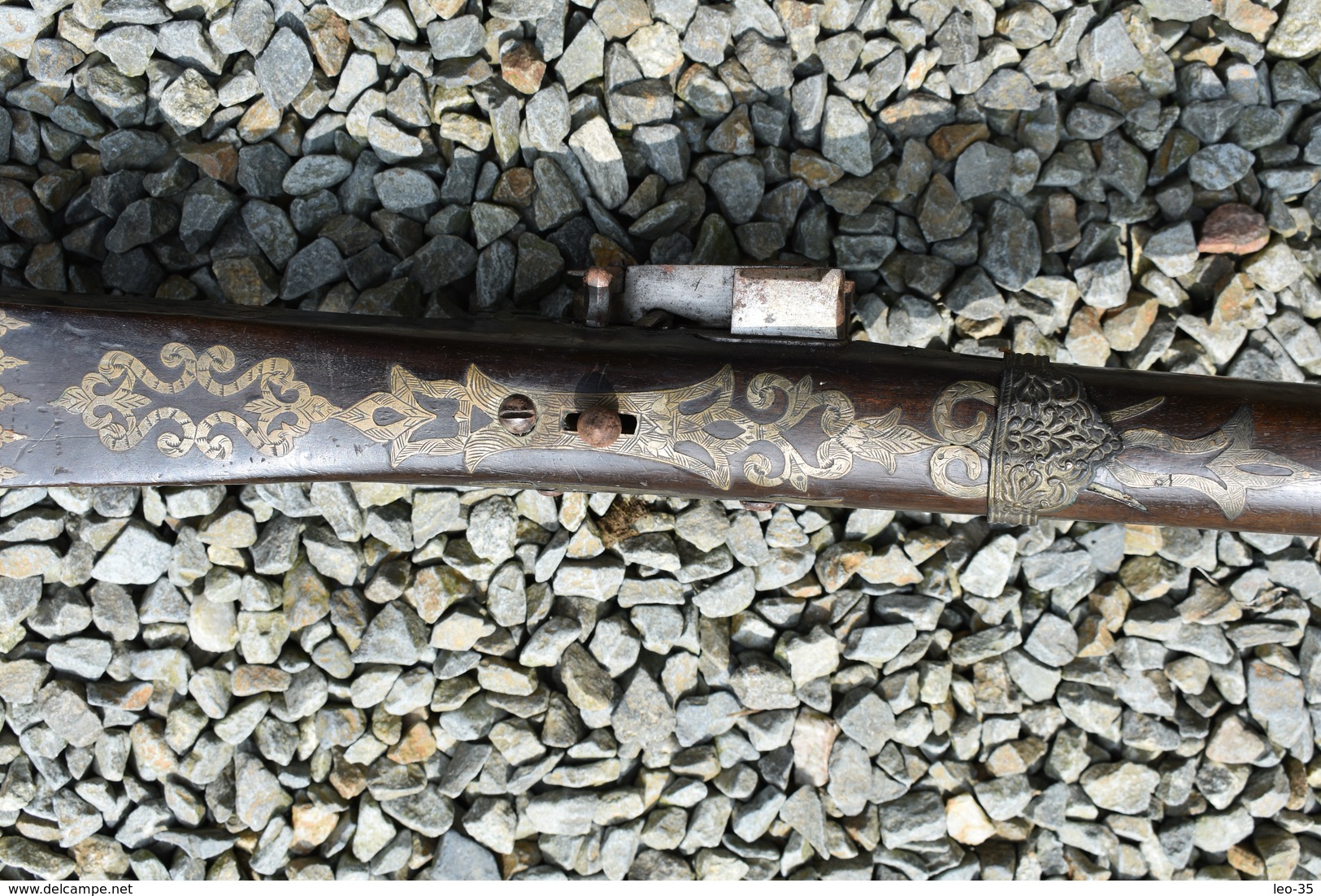 Ancienne crosse de fusil a silex arabe MAROCAIN – pièce détaché - XIX siècle
