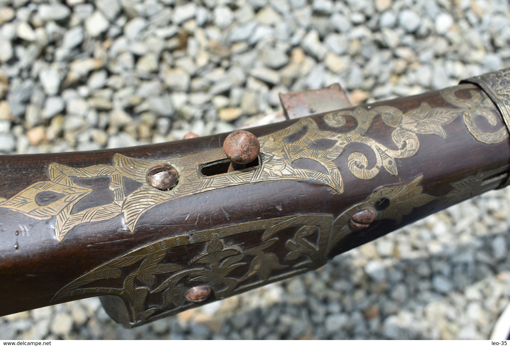 Ancienne crosse de fusil a silex arabe MAROCAIN – pièce détaché - XIX siècle