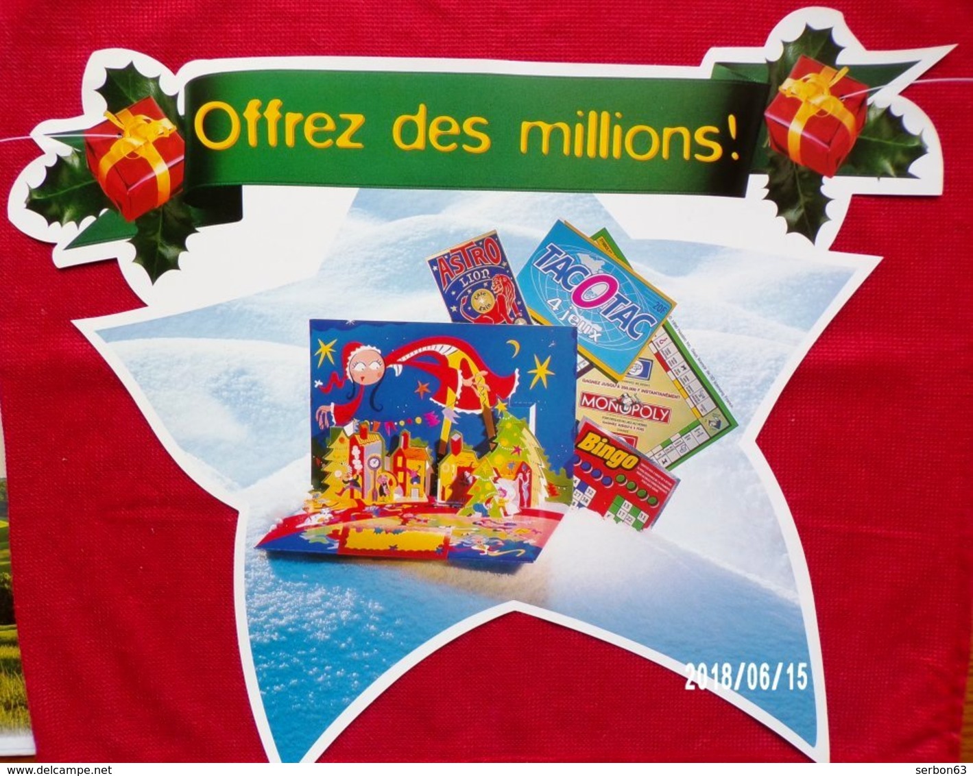 FDJ FRANÇAISE DES JEUX PUBLICITÉ BANDEROLE NEUVE 5 MOBILES 37X30cm GRATTAGE JEUX - NOTRE SITE Serbon - Publicités