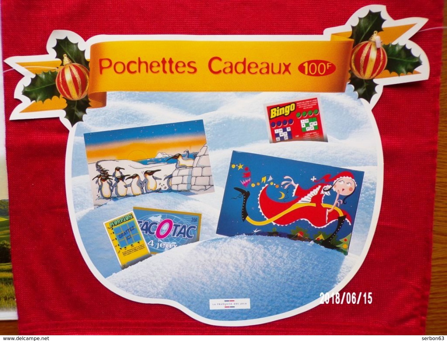 FDJ FRANÇAISE DES JEUX PUBLICITÉ BANDEROLE NEUVE 5 MOBILES 37X30cm GRATTAGE JEUX - NOTRE SITE Serbon - Publicités