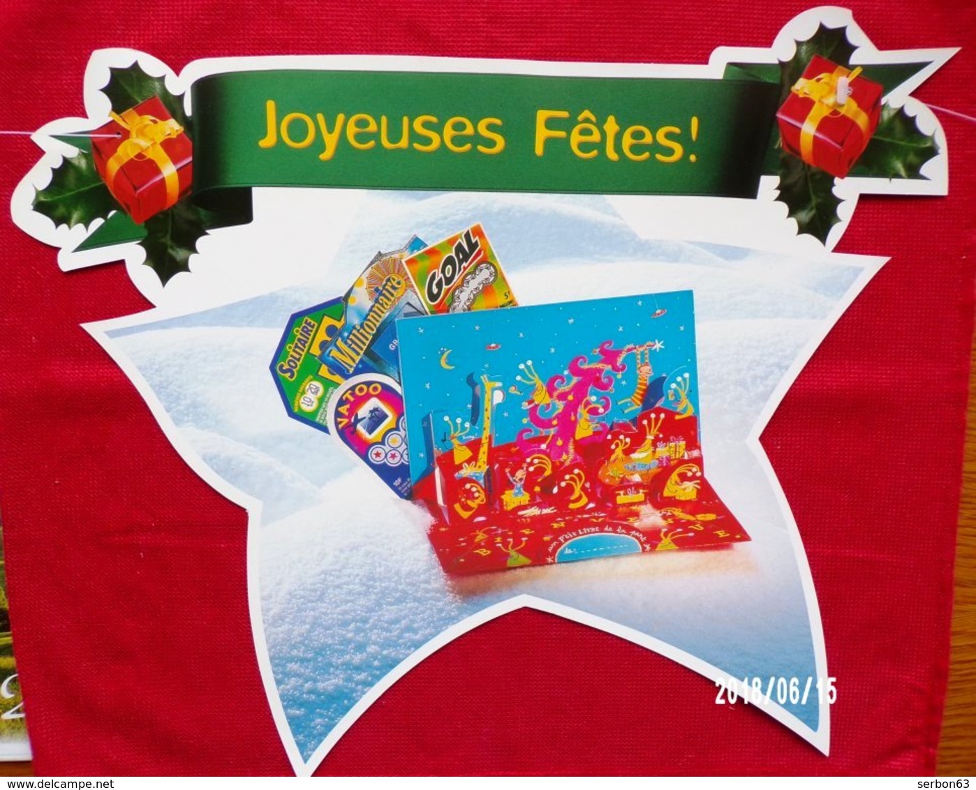 FDJ FRANÇAISE DES JEUX PUBLICITÉ BANDEROLE NEUVE 5 MOBILES 37X30cm GRATTAGE JEUX - NOTRE SITE Serbon - Advertising