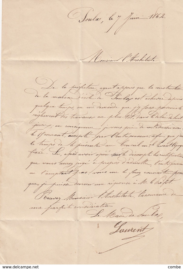 LETTRE. 7 JUIN 62. N° 13 A. PERLÉ T22. MARGUERITTES GARD. PC 4043   POUR NIMES. ORIGINE RURALE = POULX / 6 - 1849-1876: Klassik