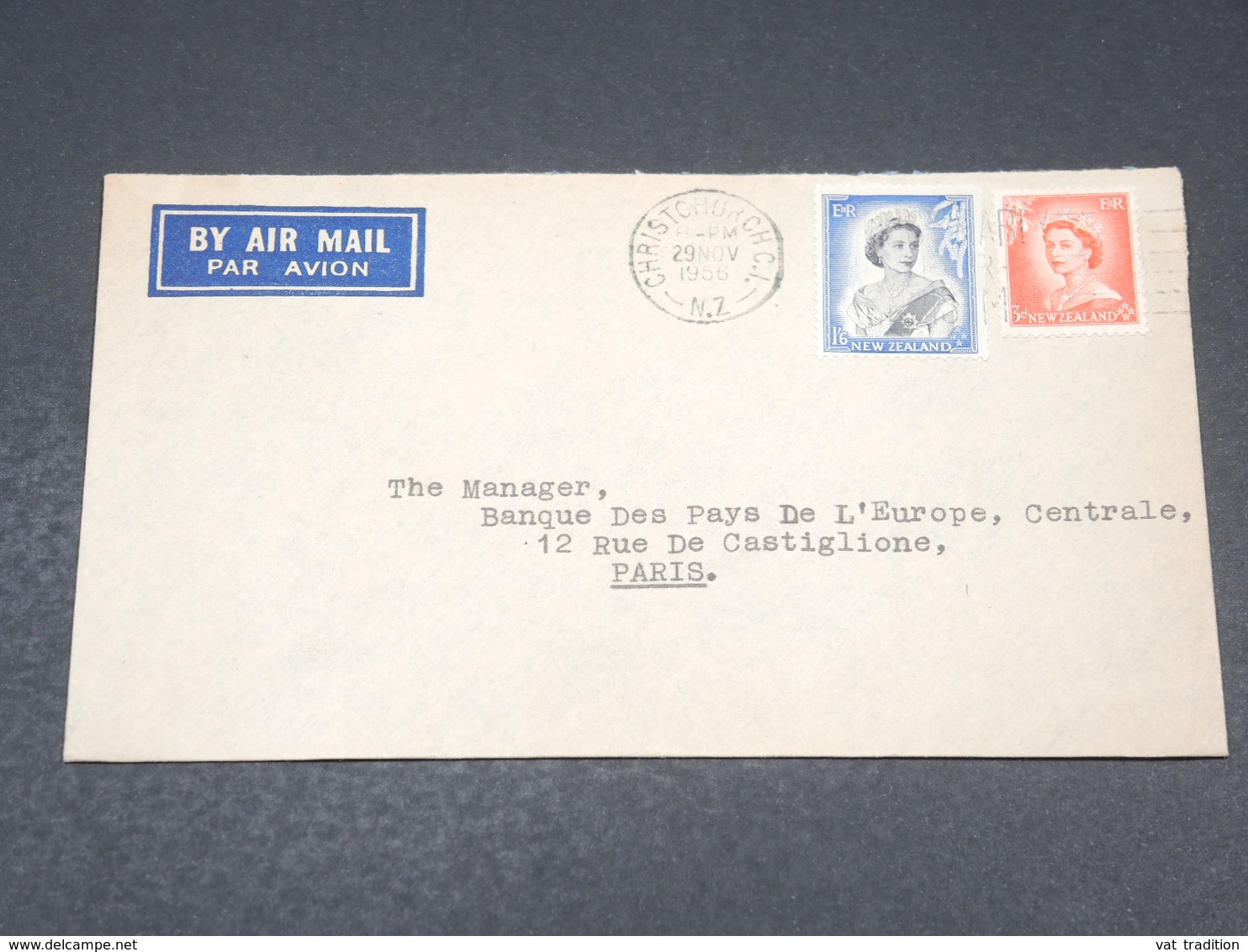 NOUVELLE ZÉLANDE - Enveloppe De Christchurch Pour Paris En 1956 - L 19078 - Brieven En Documenten