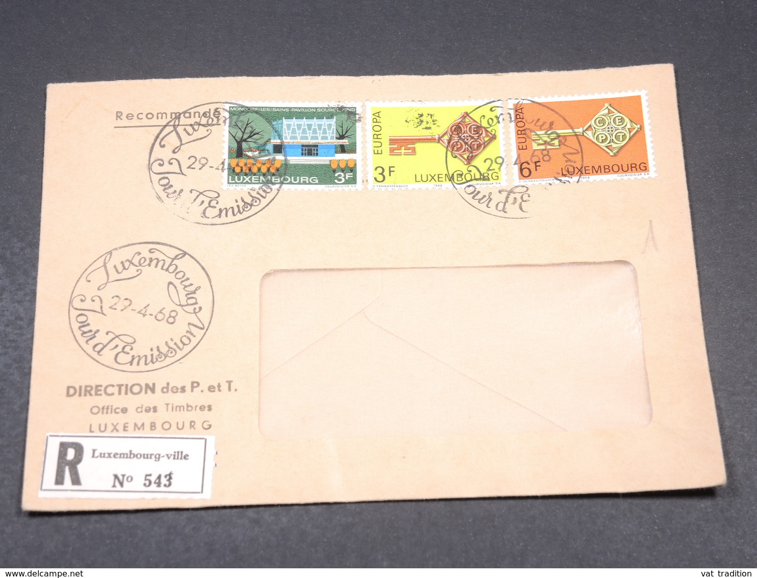 LUXEMBOURG - Enveloppe En Recommandé Des PTT Pour La France En 1968 , étiquette Pour La Douane Au Dos - L 19085 - Lettres & Documents