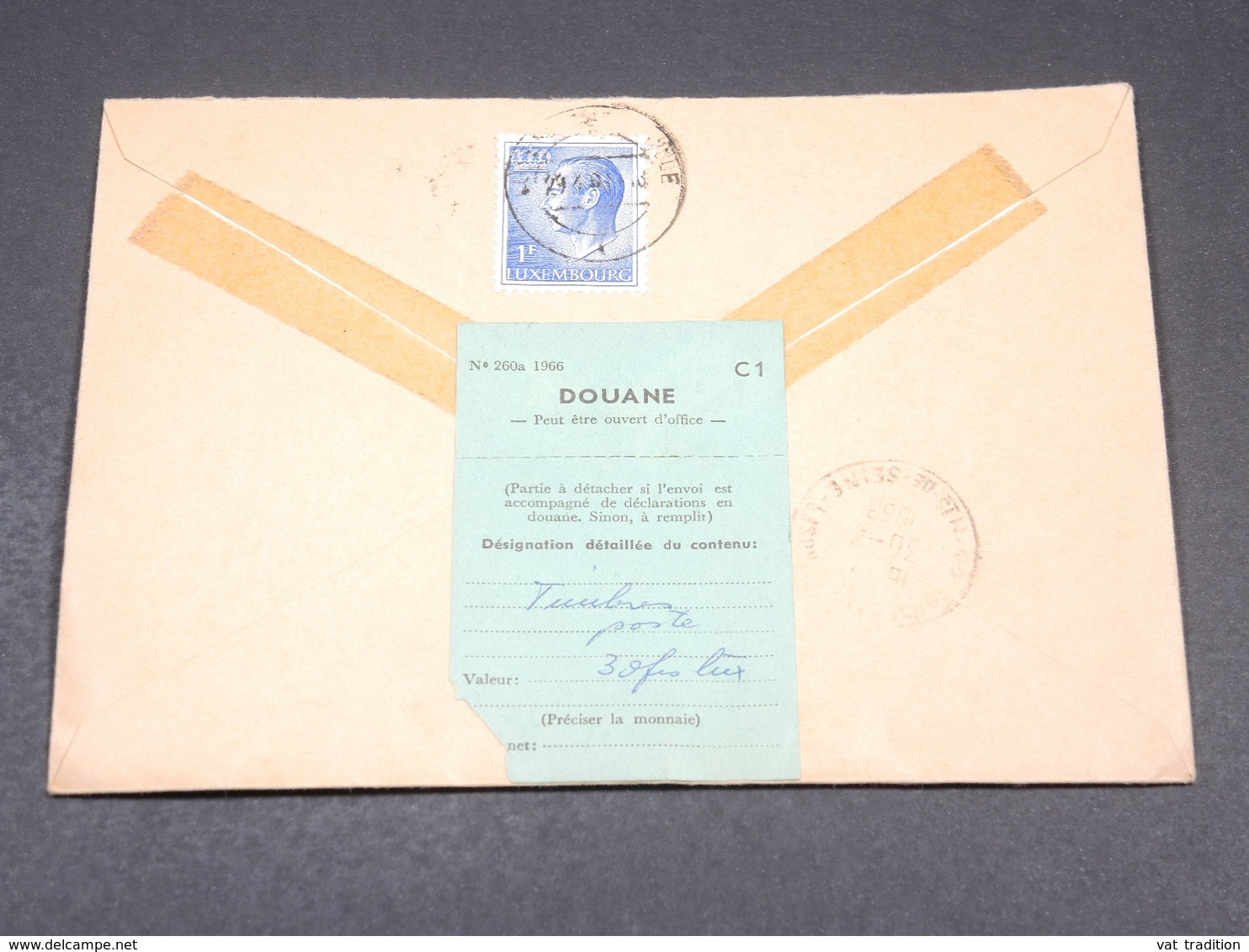 LUXEMBOURG - Enveloppe En Recommandé Des PTT Pour La France En 1968 , étiquette Pour La Douane Au Dos - L 19085 - Cartas & Documentos