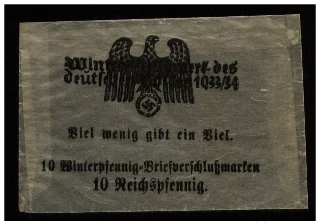 WW II DR Pergamin Tütchen Für WHW Verschlussmarken 1933 - 1934 - Briefe U. Dokumente
