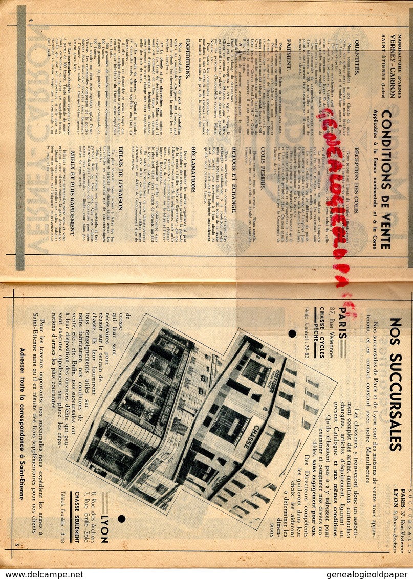 42- ST SAINT ETIENNE-PARIS-LYON-BEAU CATALOGUE VERNEY CARRON- CHASSE PECHE CYCLE VELO- COUTEAUX-COUTEAU-FUSIL-PISTOLET - Chasse/Pêche