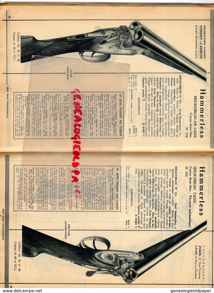 42- ST SAINT ETIENNE-PARIS-LYON-BEAU CATALOGUE VERNEY CARRON- CHASSE PECHE CYCLE VELO- COUTEAUX-COUTEAU-FUSIL-PISTOLET