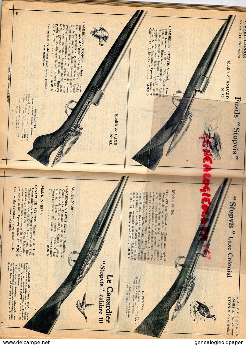 42- ST SAINT ETIENNE-PARIS-LYON-BEAU CATALOGUE VERNEY CARRON- CHASSE PECHE CYCLE VELO- COUTEAUX-COUTEAU-FUSIL-PISTOLET