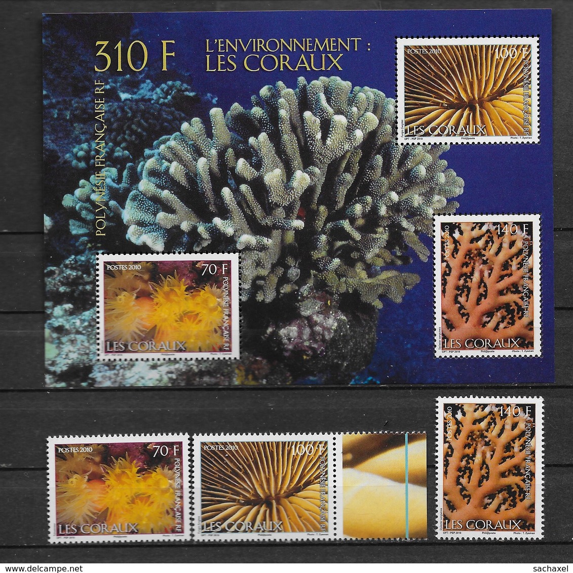 2010  Polynésie Française N° 906 à 908 + BF 36 Nf** . MNH . Faune Marine . Les Coraux . - Unused Stamps