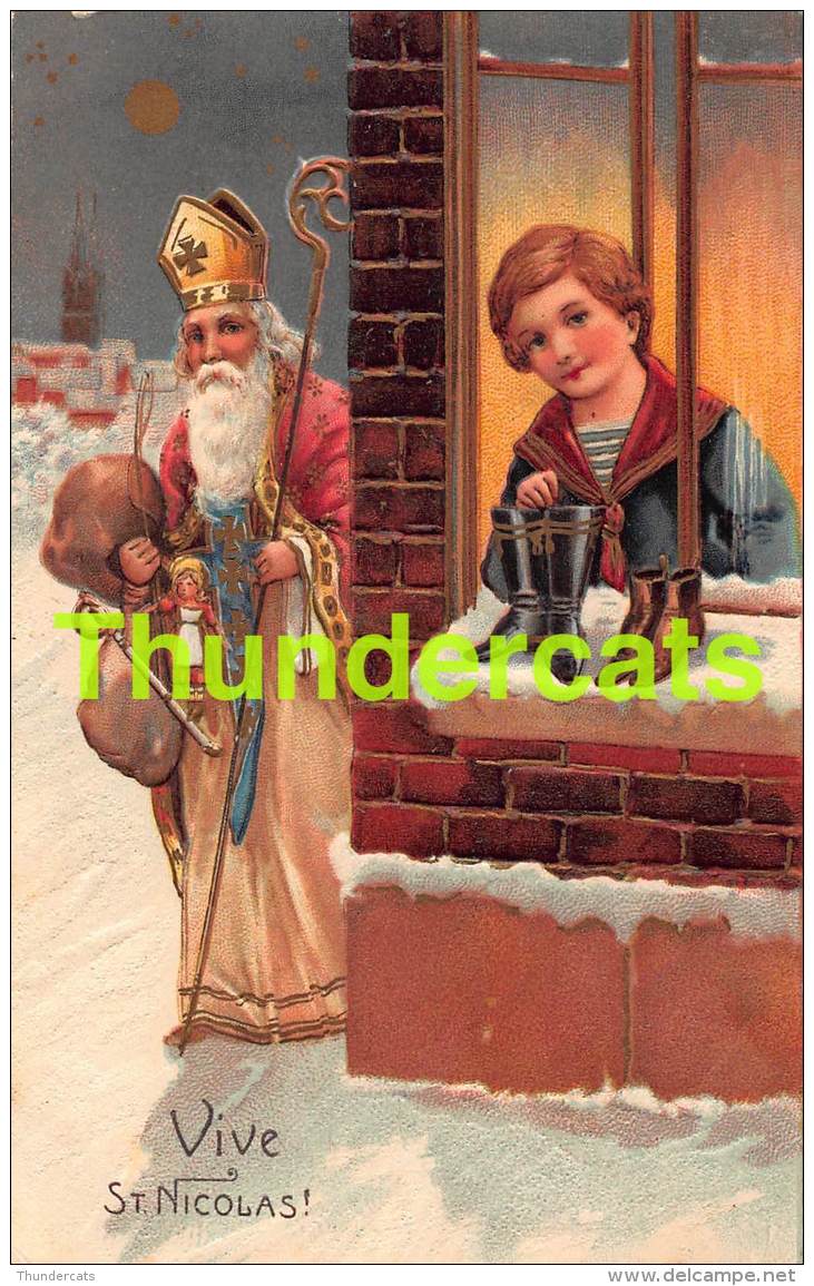 CPA EN RELIEF GAUFREE SINTERKLAAS SAINT NICOLAS EMBOSSED CARD SAINT NICOLSON SANTA CLAUS FATHER CHRISTMAS PFB - Saint-Nicolas