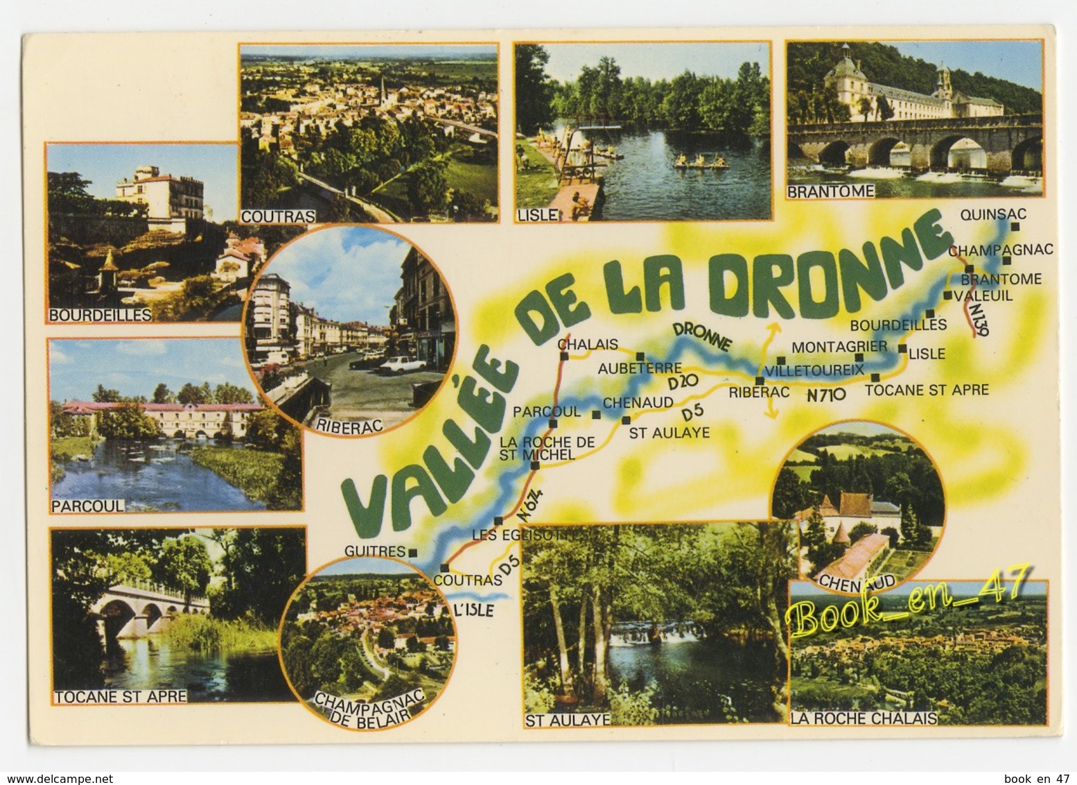 {56628} Vallée De La Dronne , Carte Et Multivues ; Brantome Coutras Bourdeilles Chenaud Lisle Ribérac Parcoul - Cartes Géographiques