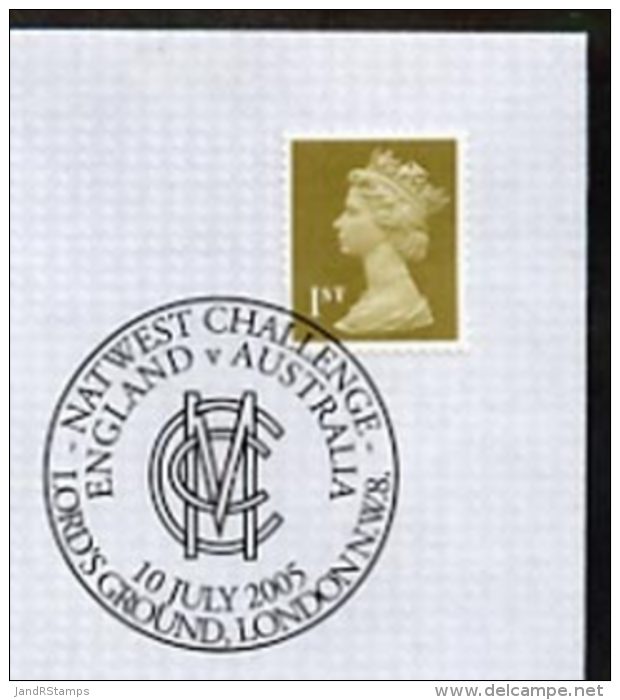 53596 (cricket) Postmark - Great Britain 2005 Cover For NatWest Challenge England V Australia, Special Lords Cancel - Cricket