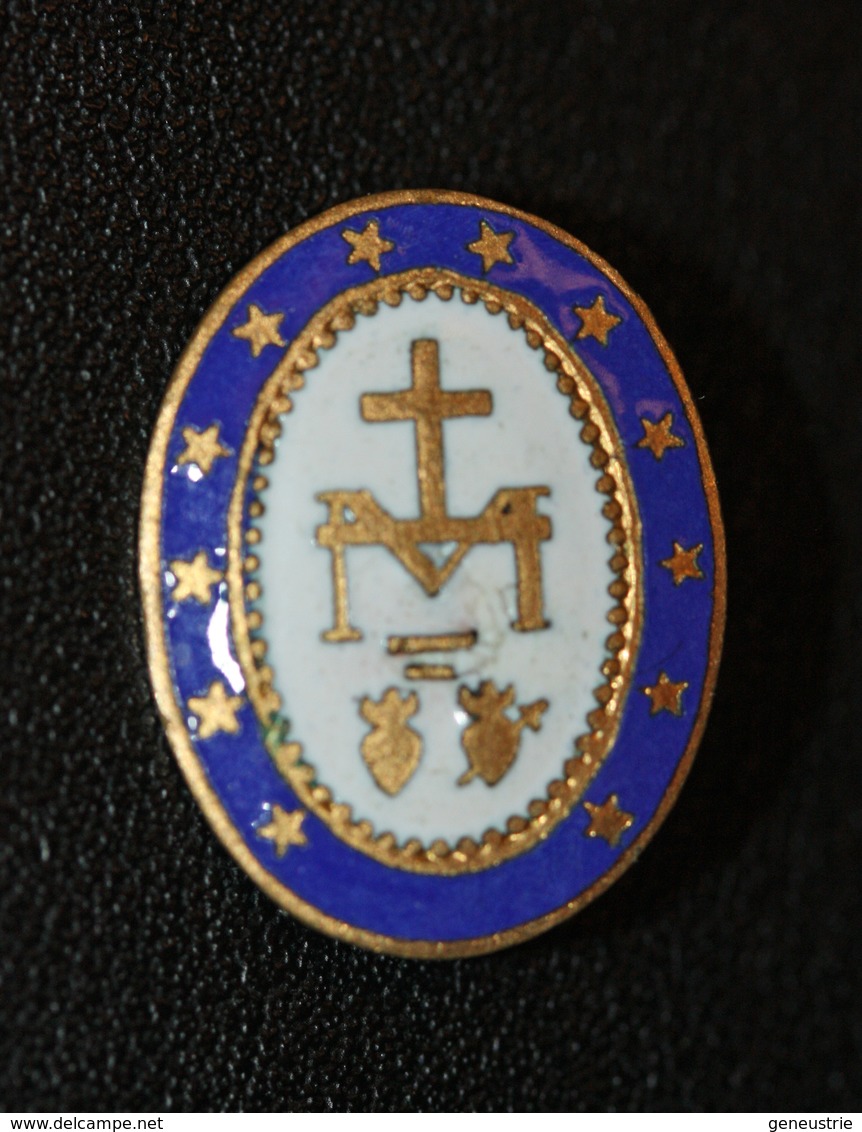 Broche Ancienne émaillée "Médaille Miraculeuse" Religious Brooch - Religion & Esotérisme
