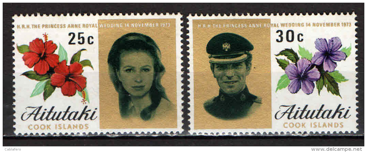 AITUTAKI - 1973 - Wedding Of Princess Anne And Capt. Mark Phillips - NUOVI MNH - Aitutaki