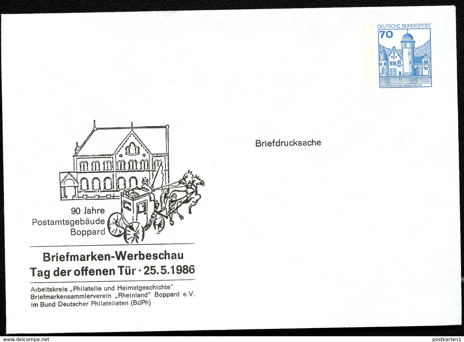 Bund PU116 D2/002 Privat-Umschlag POSTAMT BOPPARD POSTKUTSCHE 1986 - Post