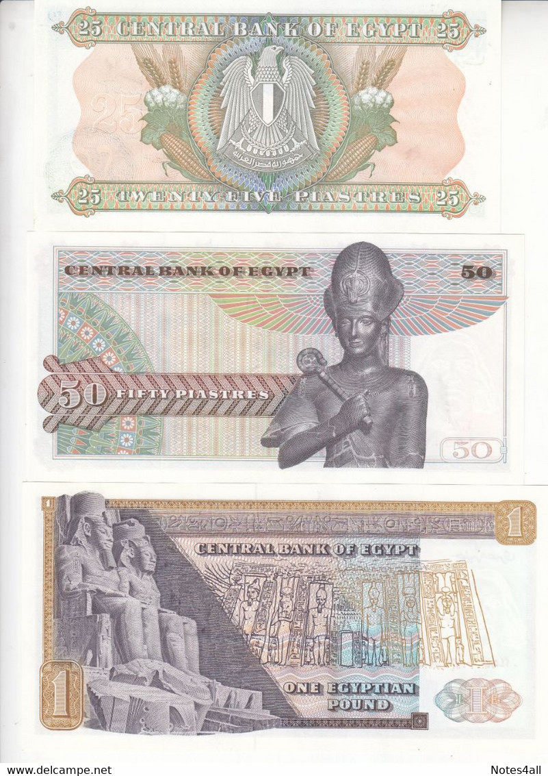 EGYPT 25 50 PT 1 5 10 EGP 1971 1974 P- 43 44 45 46 47 Sig/IBRAHIM  #15 UNC SET - Egypt