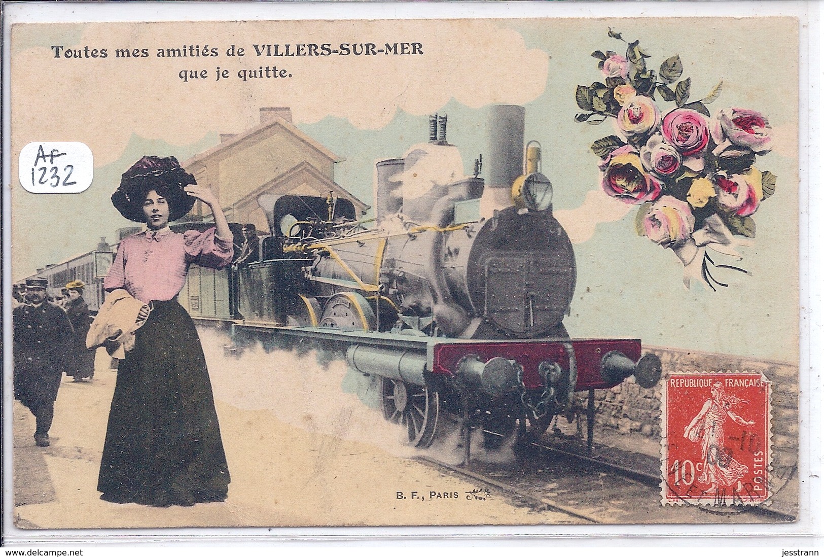 VILLERS-SUR-MER- TOUTES MES AMITIES DE VILLERS-SUR-MER QUE JE QUITTE- RARE CARTE FANTAISIE FERROVIAIRE - Villers Sur Mer