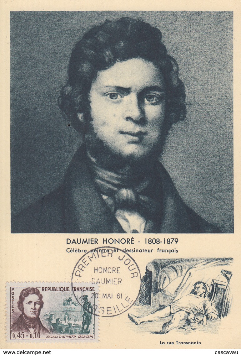 Carte  Maximum  1er  Jour    FRANCE   Honoré   DAUMIER     MARSEILLE     1961 - 1960-1969