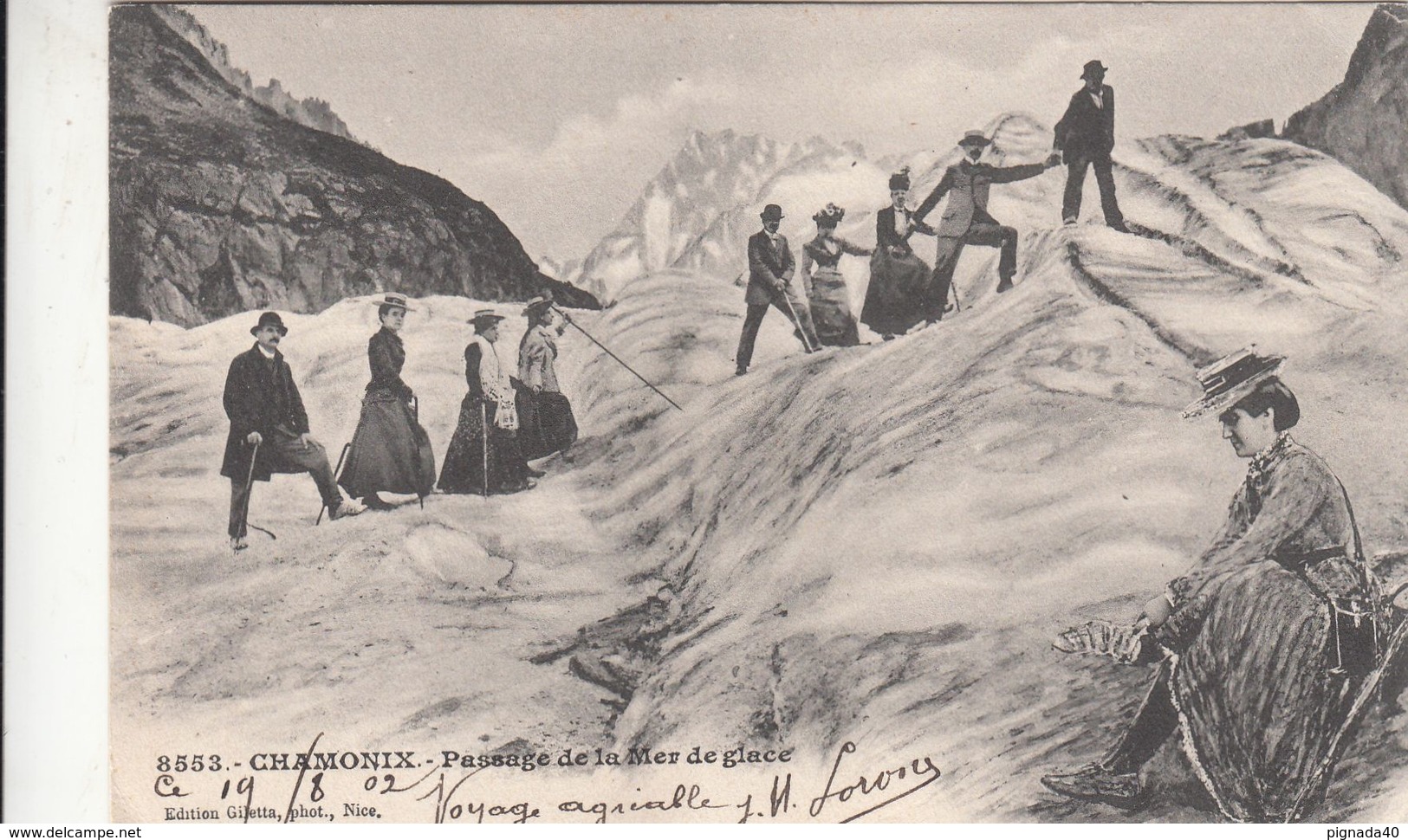 Cp , 74 , CHAMONIX , Passage De La Mer De Glace - Chamonix-Mont-Blanc