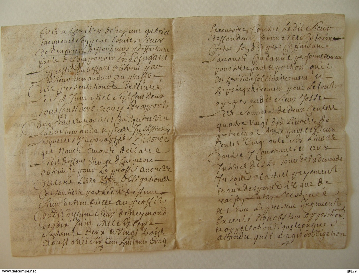 Fiscal, Généralité De MOULINS Sur Parchemin (Peau) Double Feuille, Tacquenot Gabriel, époux D' Eléonore De La Celle 1702 - Cachets Généralité