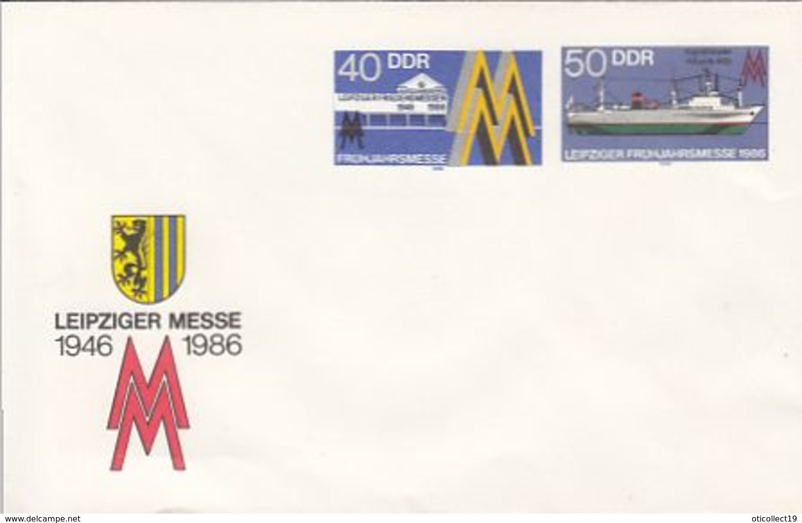LEIPZIG FAIR, COAT OF ARMS, SHIPP, COVER STATIONERY, 1986, GERMANY-DDR - Covers - Mint