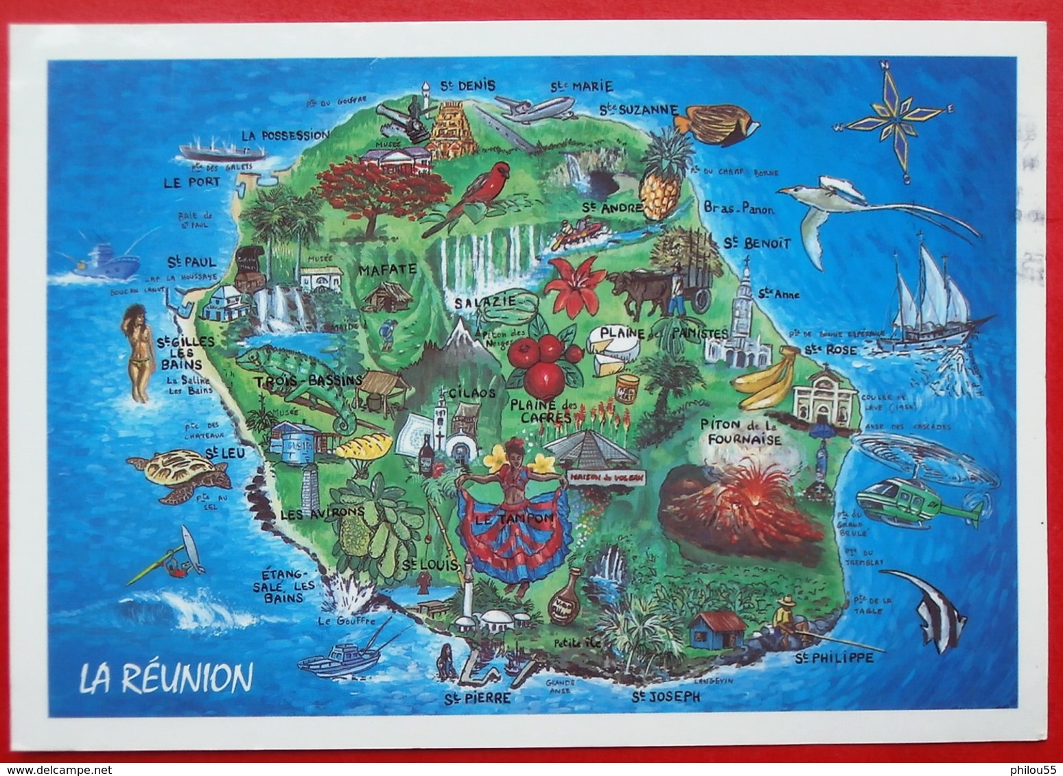 Cpm ILE DE LA REUNION  Carte Geographique - Autres & Non Classés