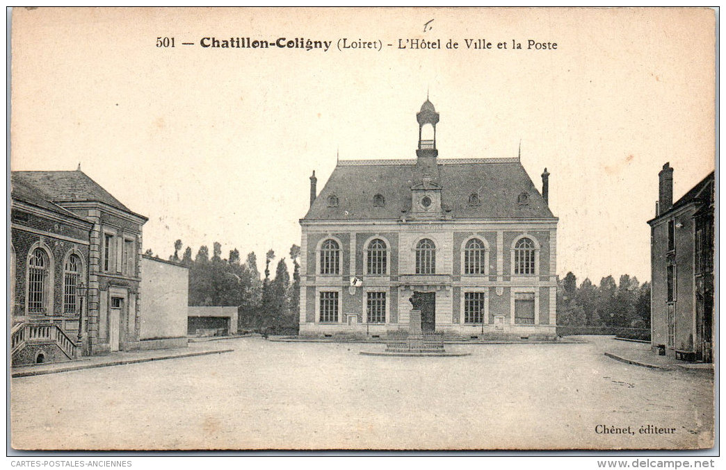 45 CHATILLON COLIGNY - L'hotel De Ville Et La Poste - Chatillon Coligny