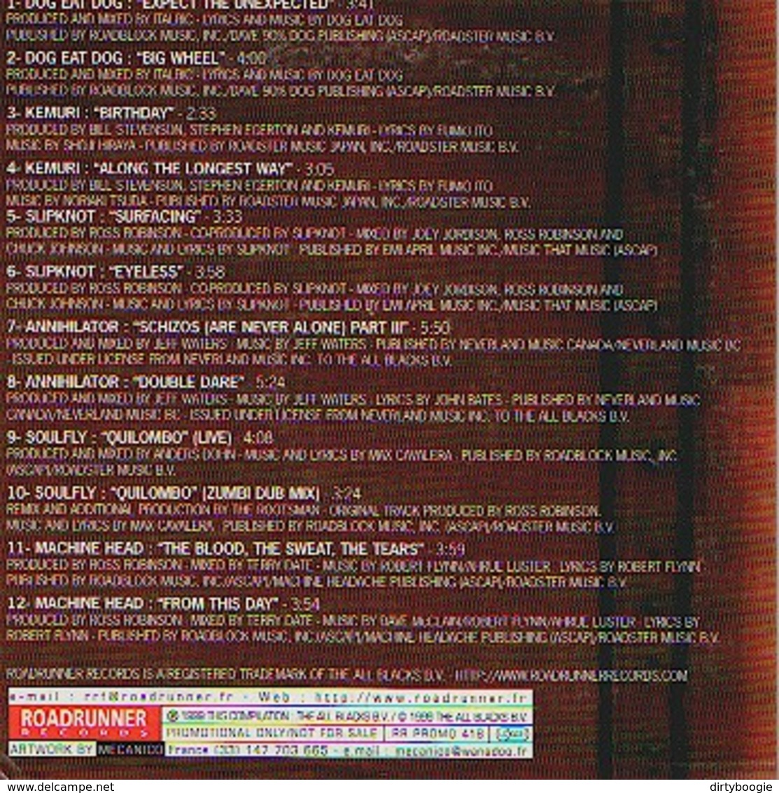 ONDE DE CHOC XI - CD - ROADRUNNER - MACHINE HEAD - SOULFLY - SLIPKNOT - ANNIHILATOR - KEMURI - DOG EAT DOG - Hard Rock & Metal