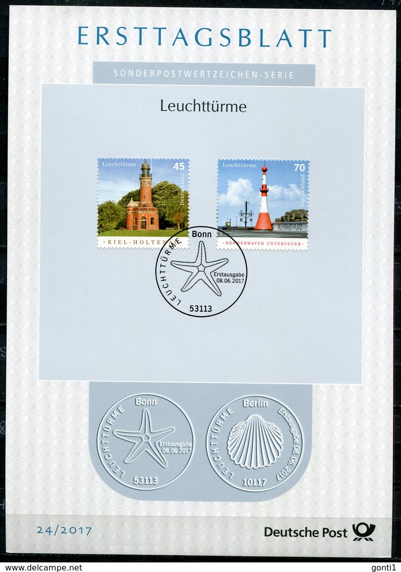 Germany,Bund 2017 ETB 24/2017 Mi.Nr.3316/17 "Leuchttürme-Kiel Holtenau Und Bremerhaven Unterfeuer"1 Big ETB - Leuchttürme