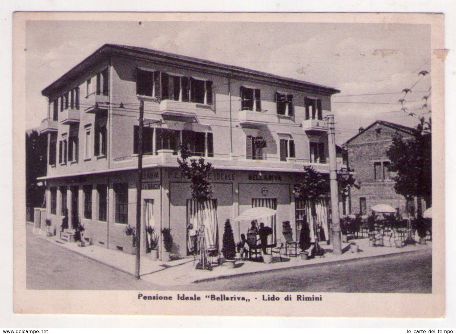 Cartolina/postcard Pensione Ideale "Bellariva" - Lido Di Rimini. 1951 - Rimini