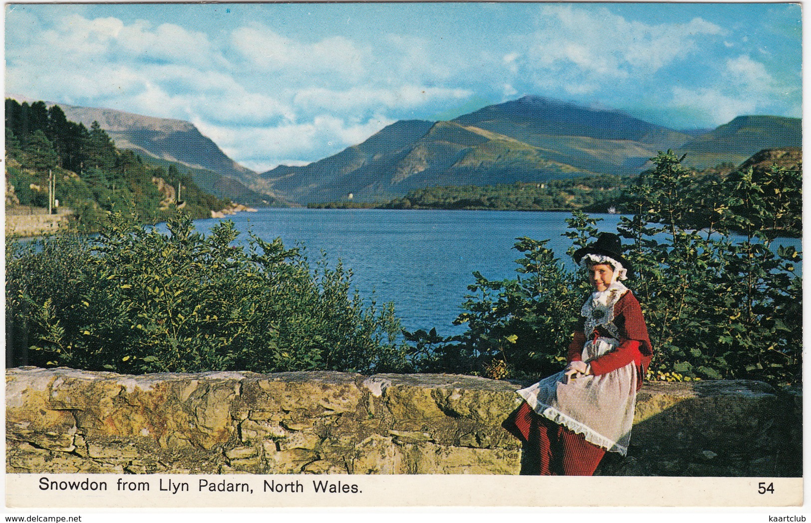 Snowdon From Llyn Padarn, Girl In National Costume, North Wales  - (Wales) - Caernarvonshire