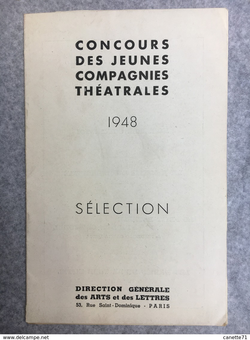 Concours Des Jeunes Compagnies Théâtrales 1948 Paris - Programmes