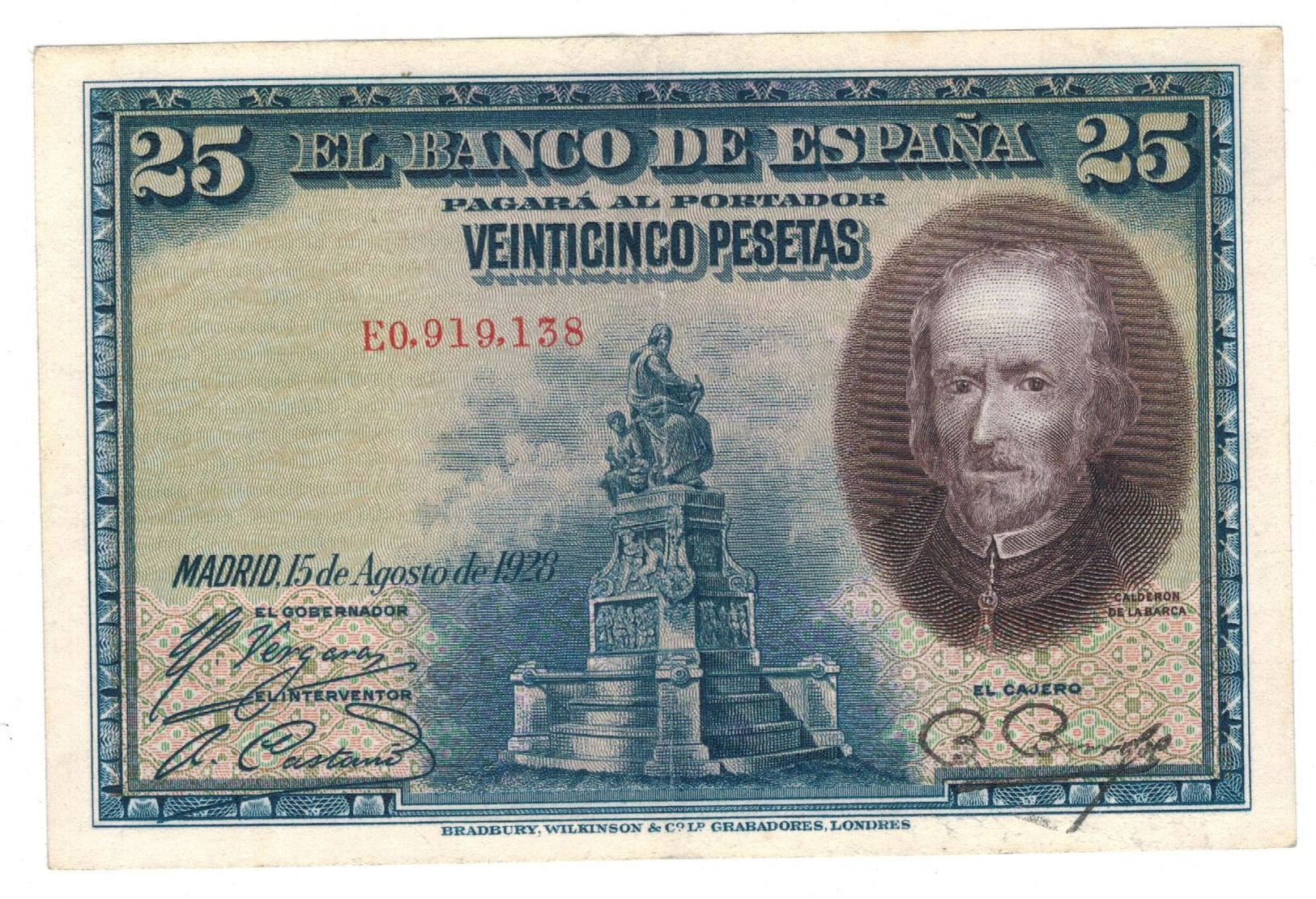 Spain 25 Pesetas 1928, Madrid, VF/XF. - 1-2-5-25 Pesetas