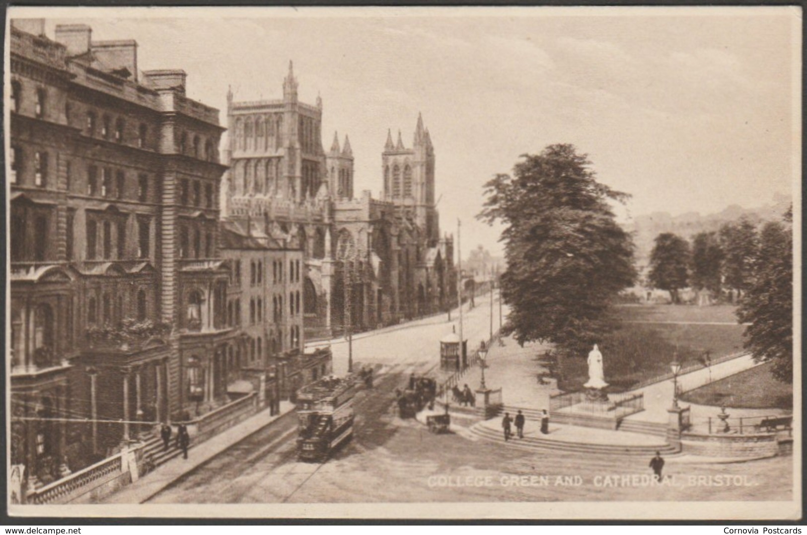 College Green And Cathedral, Bristol, 1929 - Milton Postcard - Bristol