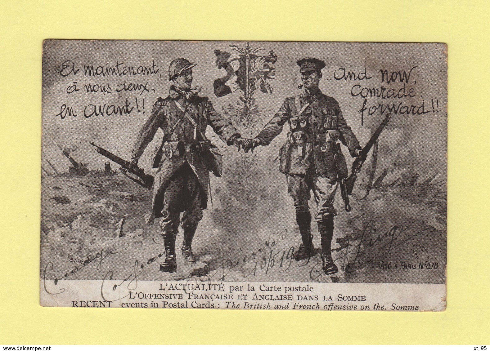 Armee D Orient - Tresor Et Poste 509A Sur Carte Postale De L'offensive Francaise Et Anglaise Dans La Somme - 1917 - WW I