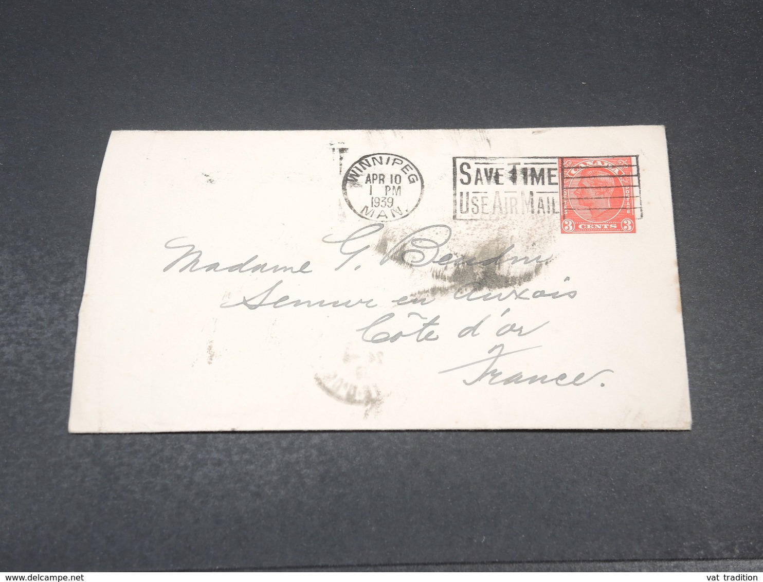 CANADA - Entier Postal De Winnipeg Pour La France En 1939 - L 19134 - 1903-1954 Könige