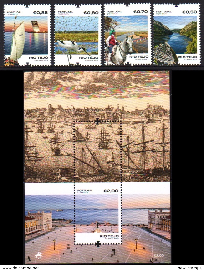 Portugal 2018 Tagus River Ships Horse Birds 4v + SS MNH - Bateaux