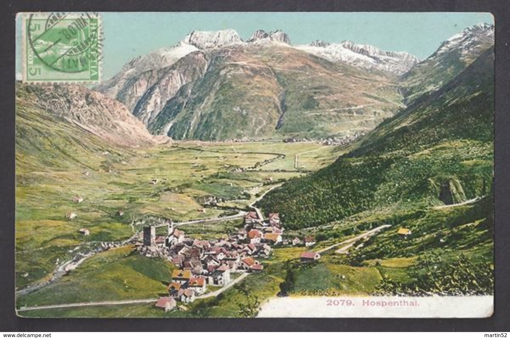 Schweiz Suisse 1908: 2079. Hospental  (Wehrli A.-G., Kilchberg, Zürich) Mit O ANDERMATT 11.VIII.08 - Hospental