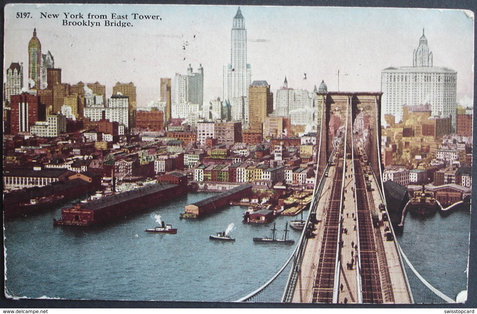 NEW YORK From East Tower Brooklyn Bridge Gel. 1913 N. Teufen Switzerland - Ponts & Tunnels