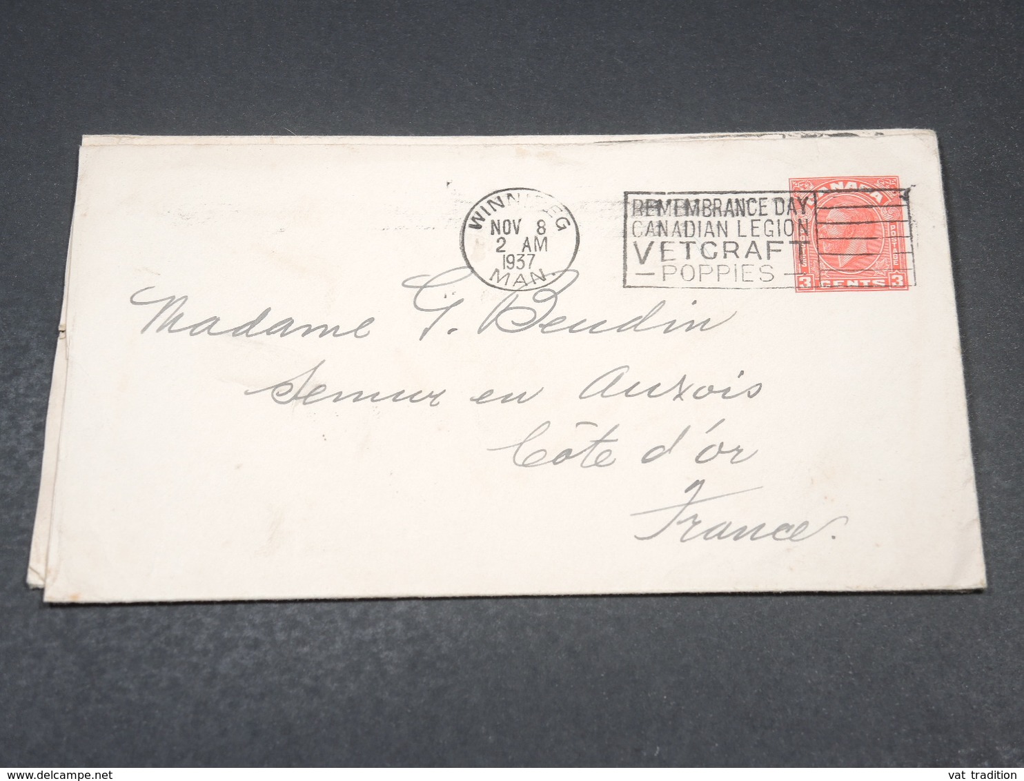 CANADA - Entier Postal De Winnipeg Pour La France En 1937 - L 19170 - 1903-1954 Könige