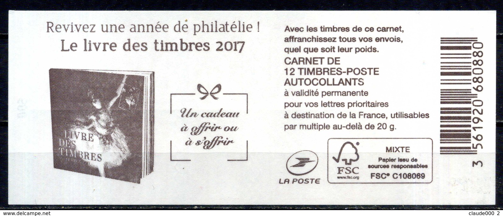 CARNET " CIAPPA TVP ROUGE " LE LIVRE DES TIMBRES 2017 " REPERE ELECTRONIQUE DECALAGE PHOSPHORE NEUF ** - Autres & Non Classés