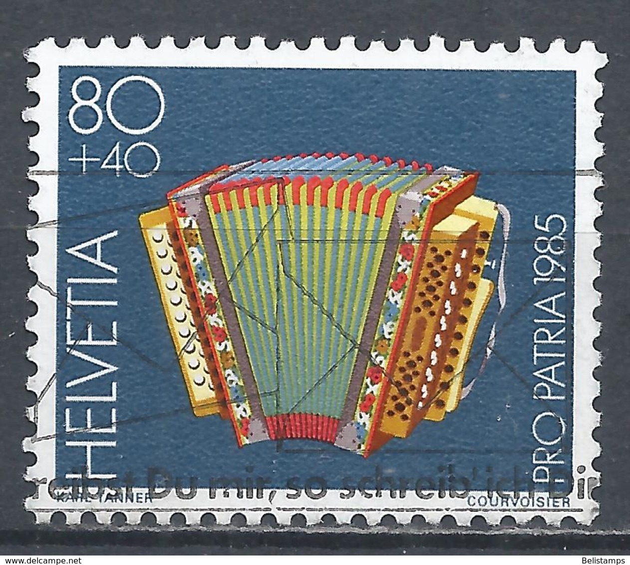 Switzerland 1985. Scott #B517 (U) Musical Instument, Diatonic Accordion * - Oblitérés