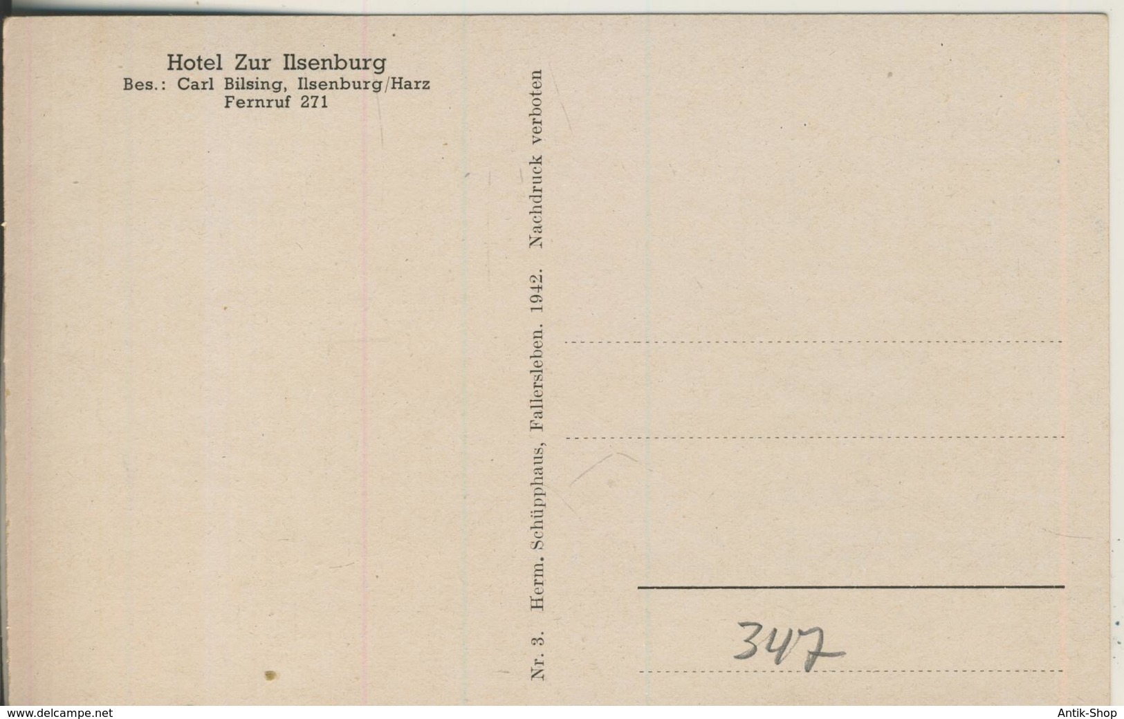 Ilsenburg V. 1938  Hotel "Zur Ilsenburg",Bes. Carl Bilsing  (347) - Ilsenburg