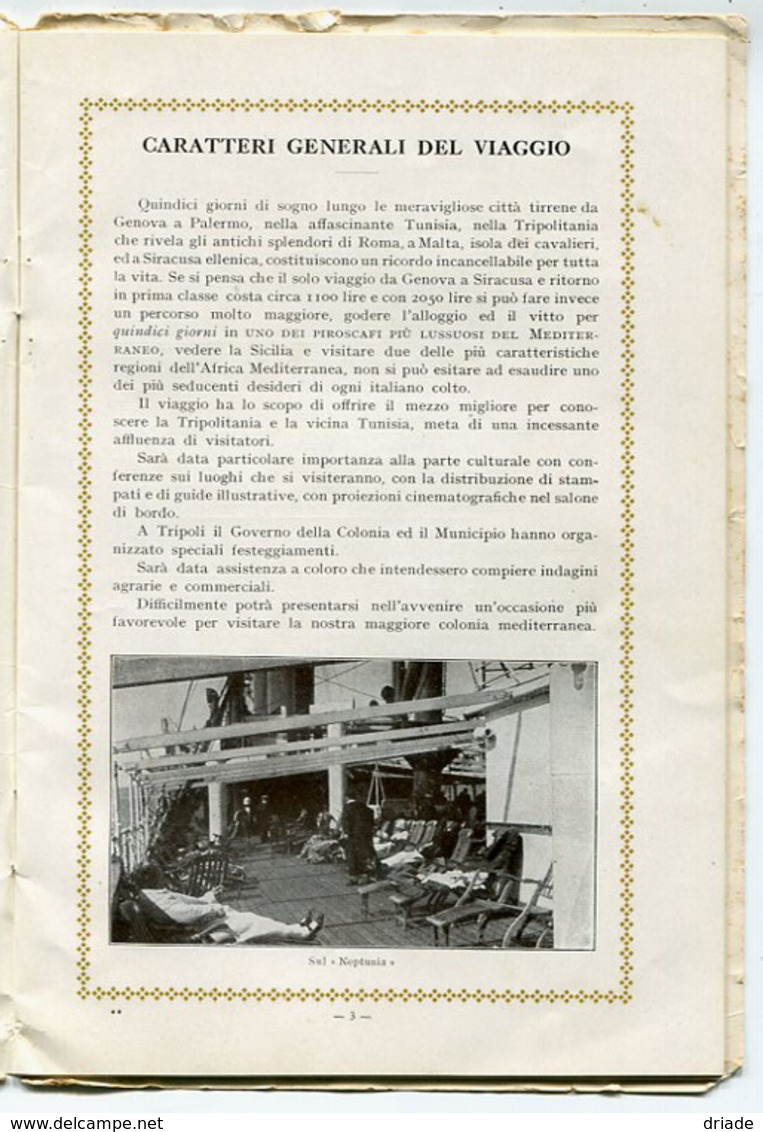 LIBRETTO CROCIERA TUNISIA E TRIPOLITANIA PIROSCAFO NEPTUNIA SITMAR SOCIETà ITALIANA SERVIZI MARITTIMI COLONIE ANNO 1926 - Other & Unclassified