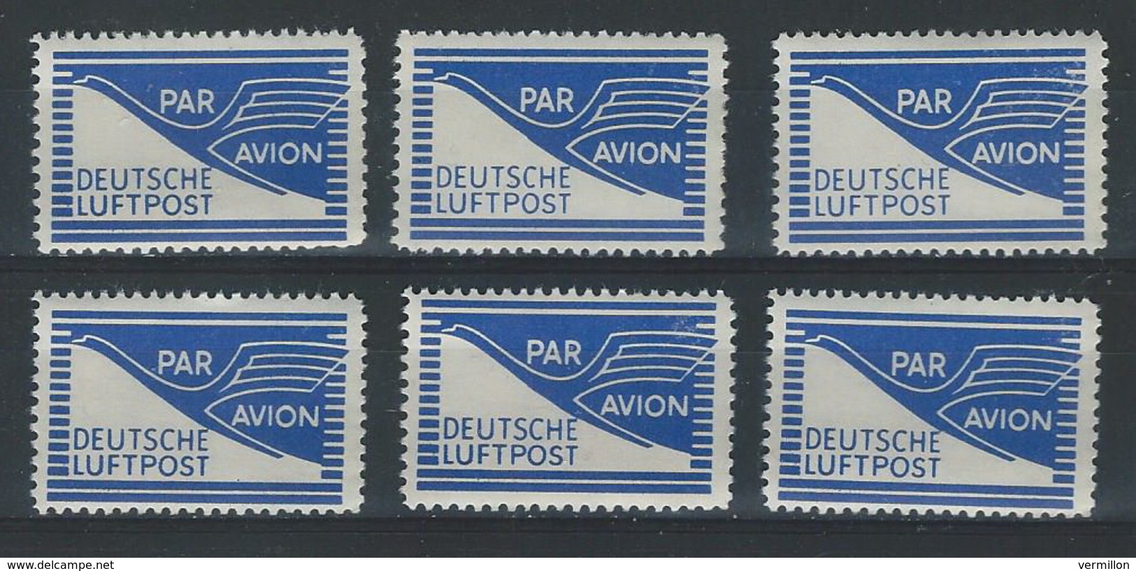 SS--184-. Ref.  MICHEL  , FLUGPOST-ZULASSUNGSMARKE, 6 X N° 1,  * * , Cote 7.20 €,  Je Liquide - Sonstige & Ohne Zuordnung