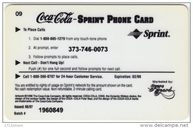 USA C-559 Prepaid Sprint - Advertising, Drink, Coca Cola - Used - Sprint