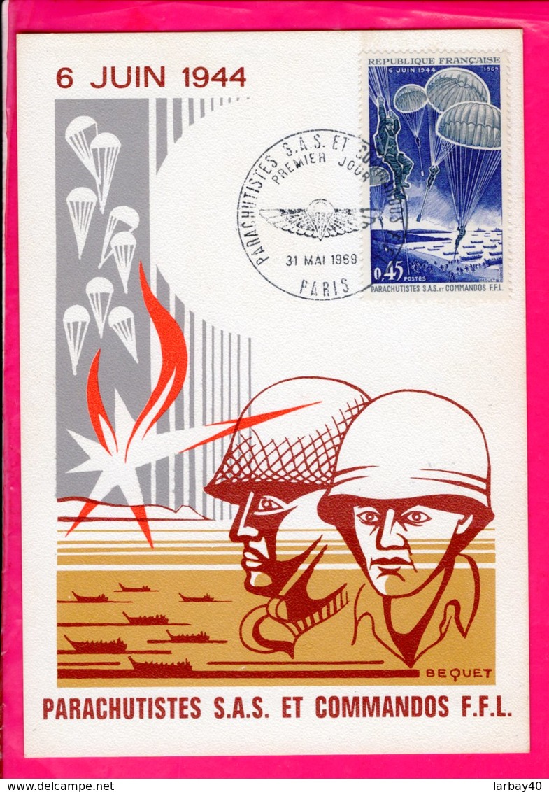 Carte 1 Er Jour - Parachutistes Sas Et Commandos Ffl - Altri & Non Classificati