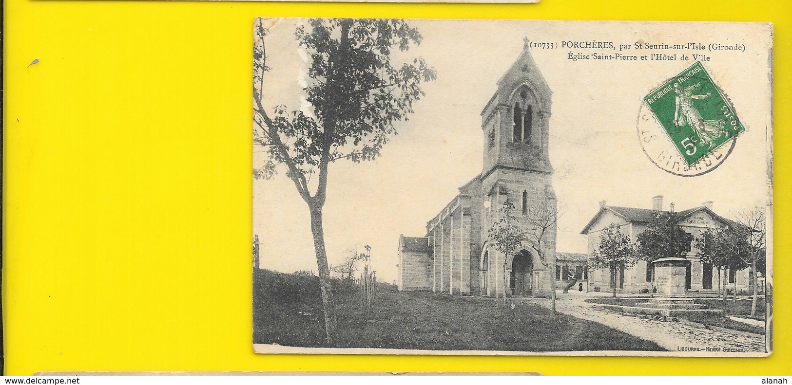 PORCHERES Rare Eglise St Pierre Et Hôtel De Ville (Guillier) Gironde (33) - Other & Unclassified